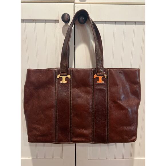 NWT Tory Burch Women's T Monogram-Embossed Nord Anniversary E/W Tote OS Brown - Picture 4 of 9